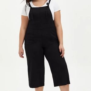 Black Linen Overall Culotte